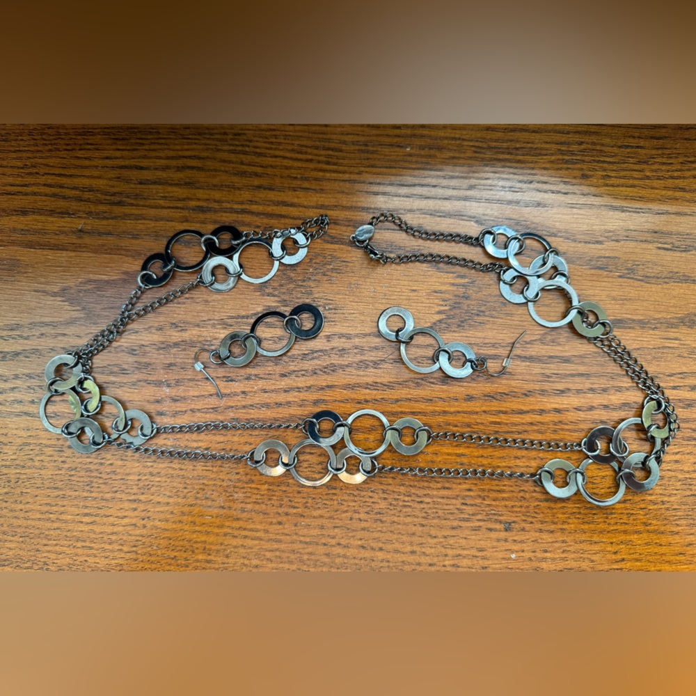 Park Lane Gunmetal Circle Necklace & Earrings Set